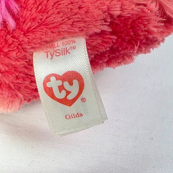 TY Beanie Boo Gilda the Flamingo Plush Pink Blue Eyes - Picture 3 of 5